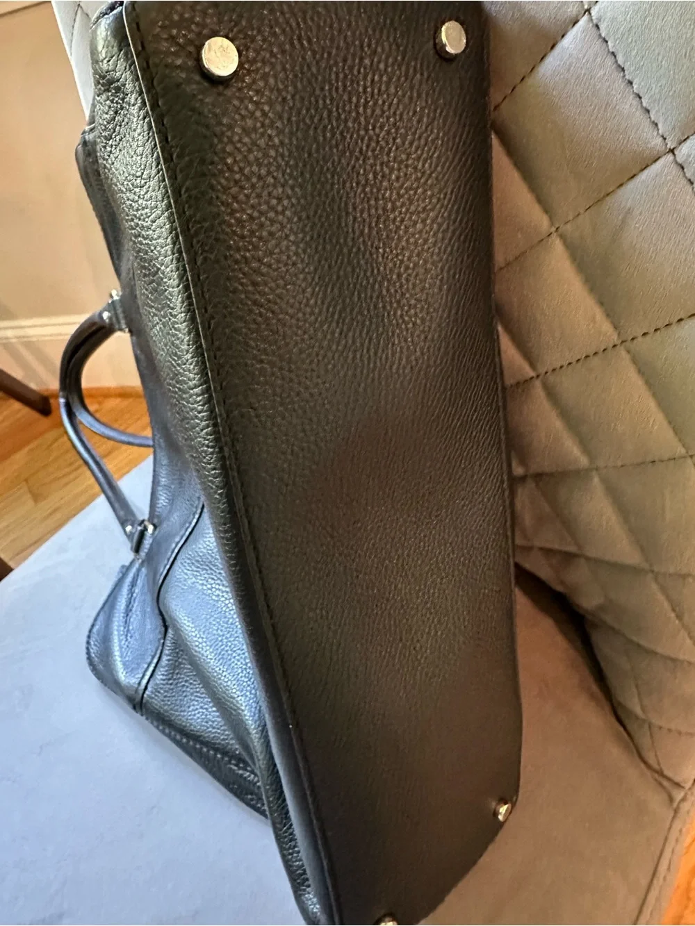 Kate Spade Black Pebbled Leather Tote with Gold Hardware Perfect for Laptop